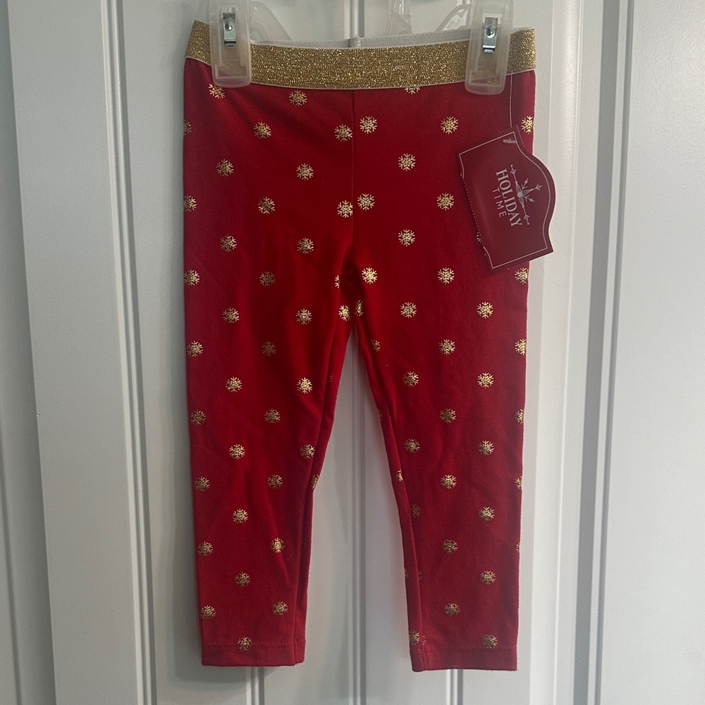 Holiday Time Festive Red and Gold Leggings